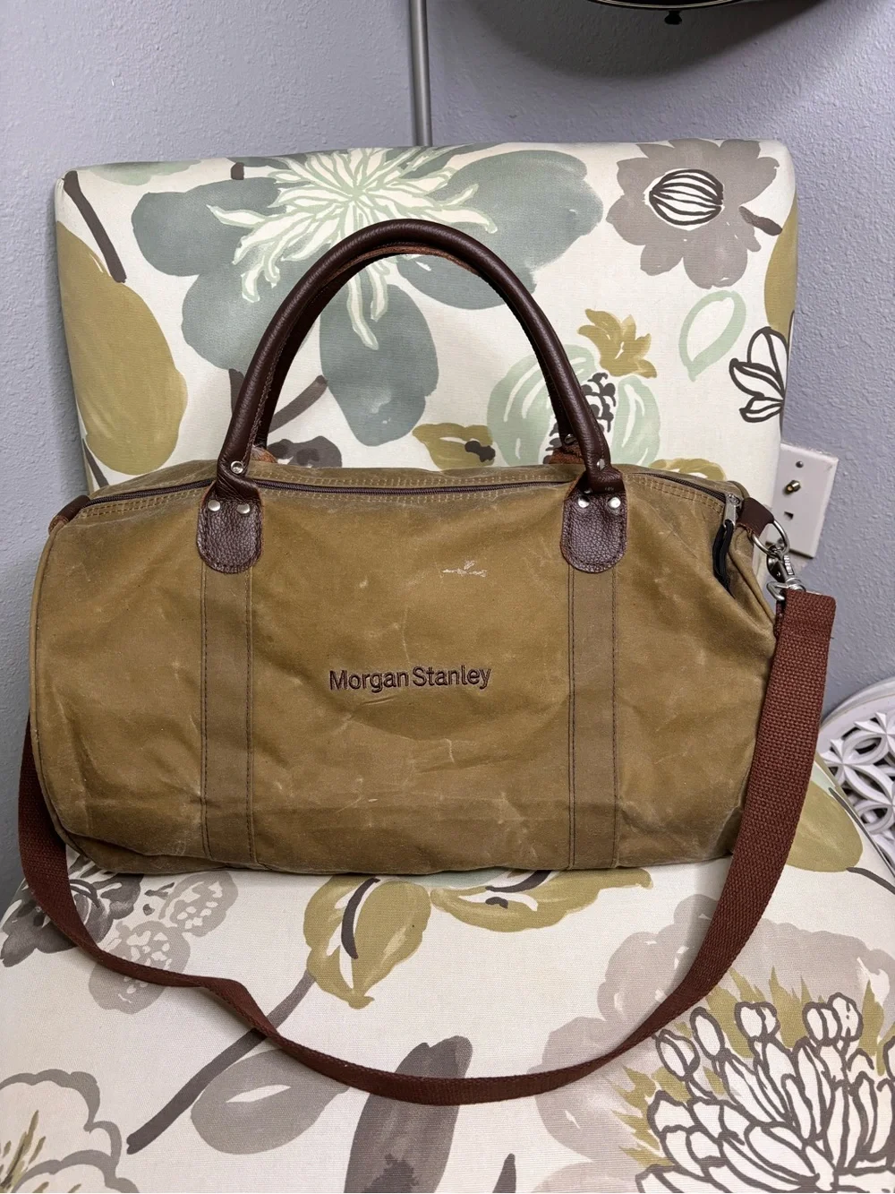 Scarborough and Tweed Morgan Stanley Men's Brown/Olive Canvas Weekender Bag